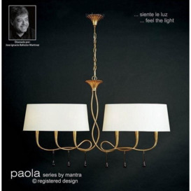 M0541 Paola 6 Light Gold Chandelier With Cream Shades