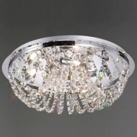 IL30043 5 Lt Chrome and Crystal Halogen Flush Ceiling Lamp