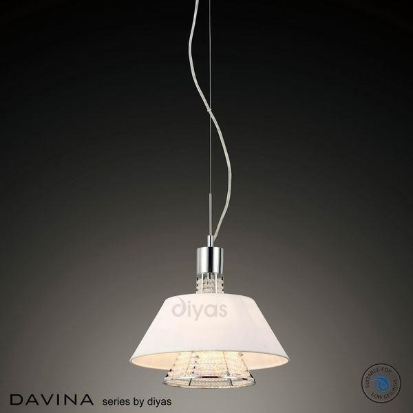 IL30042/WH Davina 2 Light Chrome, Crystal And White Pendant
