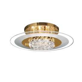 IL32022 Delamar 6 Light Gold And Crystal Flush Ceiling Lamp