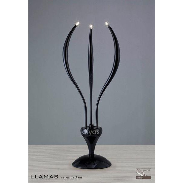 IL30165 Llamas Gloss Black 3 Light Halogen Table Lamp
