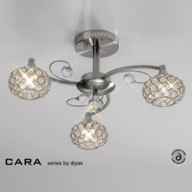 IL30933 Cara Satin Nickel 3 Light Flush Ceiling Light