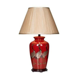 Dar BER4225 + S1086 Bertha Deep Red Ceramic Table Lamp with Shade