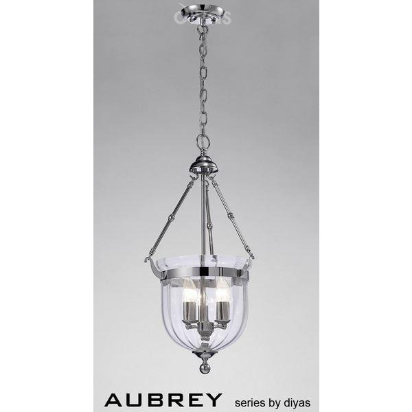 IL31072 Aubrey 3 Light Polished Chrome Ceiling Pendant