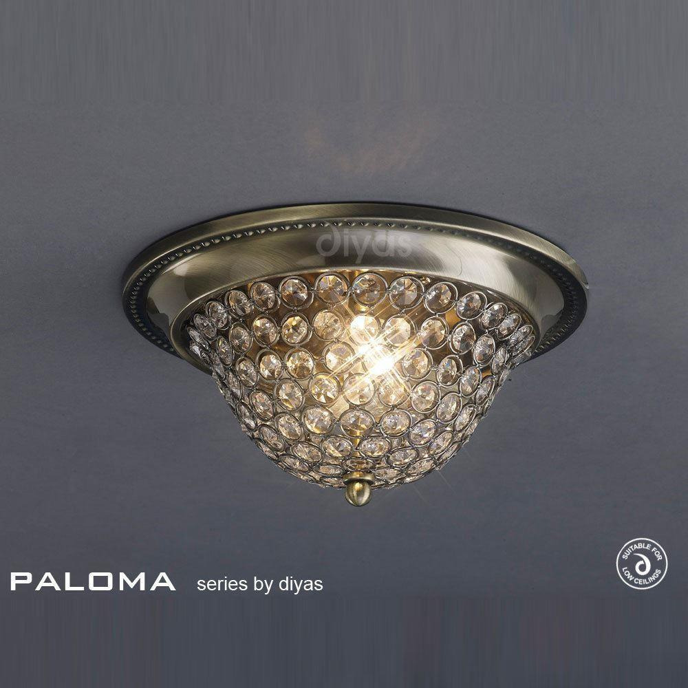 IL31130 Paloma 2 Light Antique Brass Flush Ceiling Light