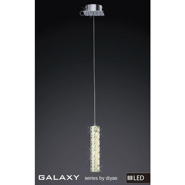 IL80033 Galaxy LED 6 Light Chrome & Crystal Single Pendant