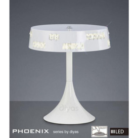 IL80002 Phoenix LED 18 Light White & Crystal Table Lamp