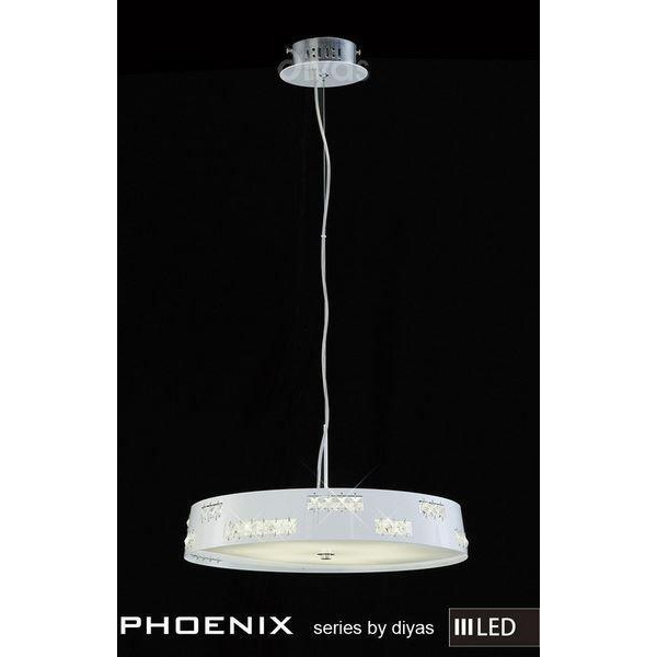 IL80004 Phoenix LED 36 Light White & Crystal Pendant