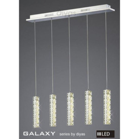 IL80035 Galaxy LED 30 Light Chrome/Crystal 5 Drop Pendant