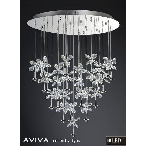 IL31147 Aviva LED 28 Light Chrome & Crystal Ceiling Pendant