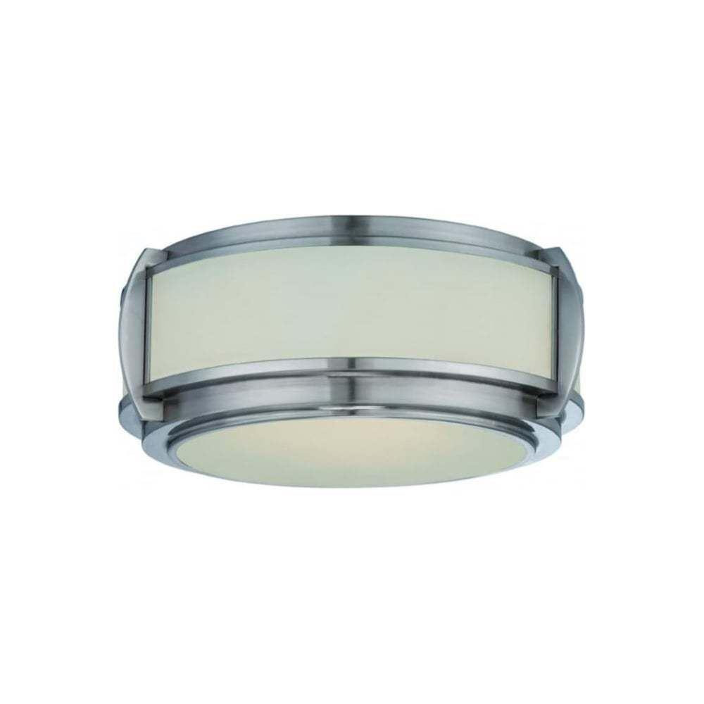 QZ/WILKINSON/F 3 Light Nickel & Glass Flush Ceiling Light