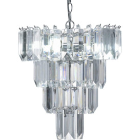 Chichester 4 Light Chandelier Ceiling Light In Polished Chrome With Acrylic Glass Prisms