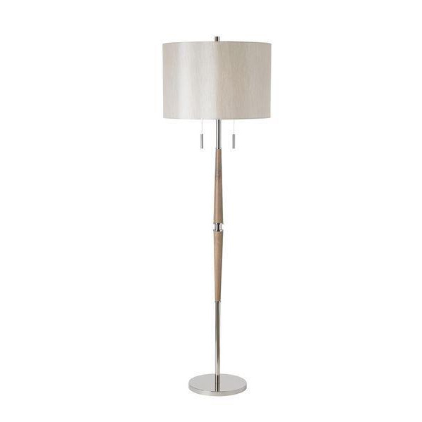 Endon ALTESSE-FLNI 2 Light Switched Wood & Chrome Floor Lamp