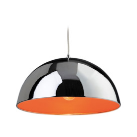 Firstlight 8622CHOR Bistro 1 Light Ceiling Pendant in Chrome and Orange