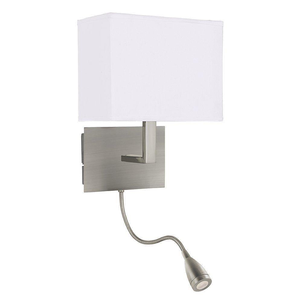 Searchlight 6519SS Silver Wall Light with LED Reading Lamp and Shade