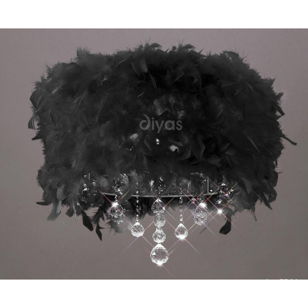 Diyas IL30741/BL Ibis Semi Flush Ceiling Light with Black Shade
