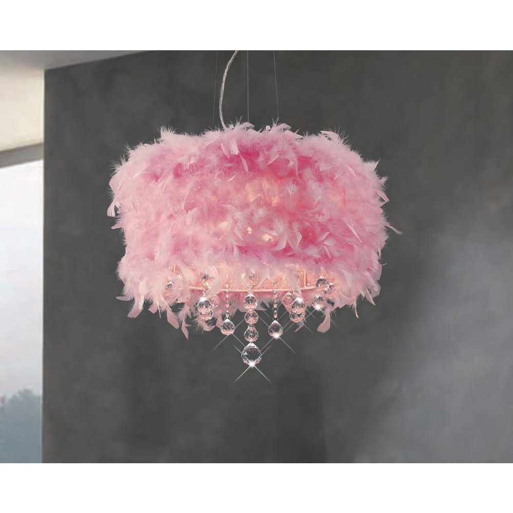 Diyas IL30742/PI Ibis Ceiling Pendant Light with Pink Shade
