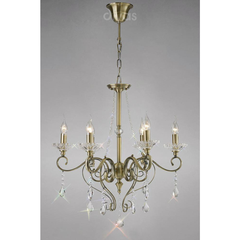 Diyas IL32076 Libra Crystal Ceiling Pendant in Antique Brass
