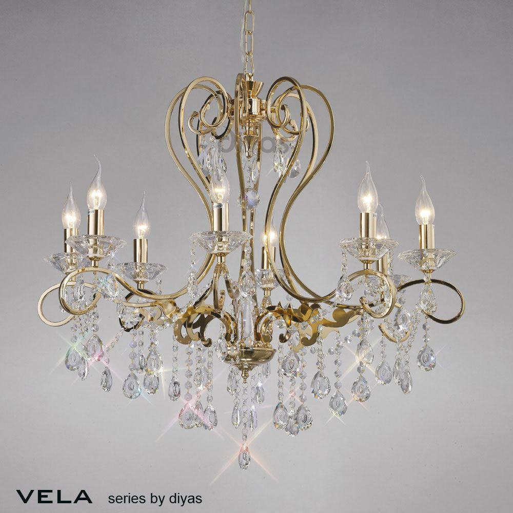 Diyas IL32068 Vela Crystal Chandelier Light in French Gold