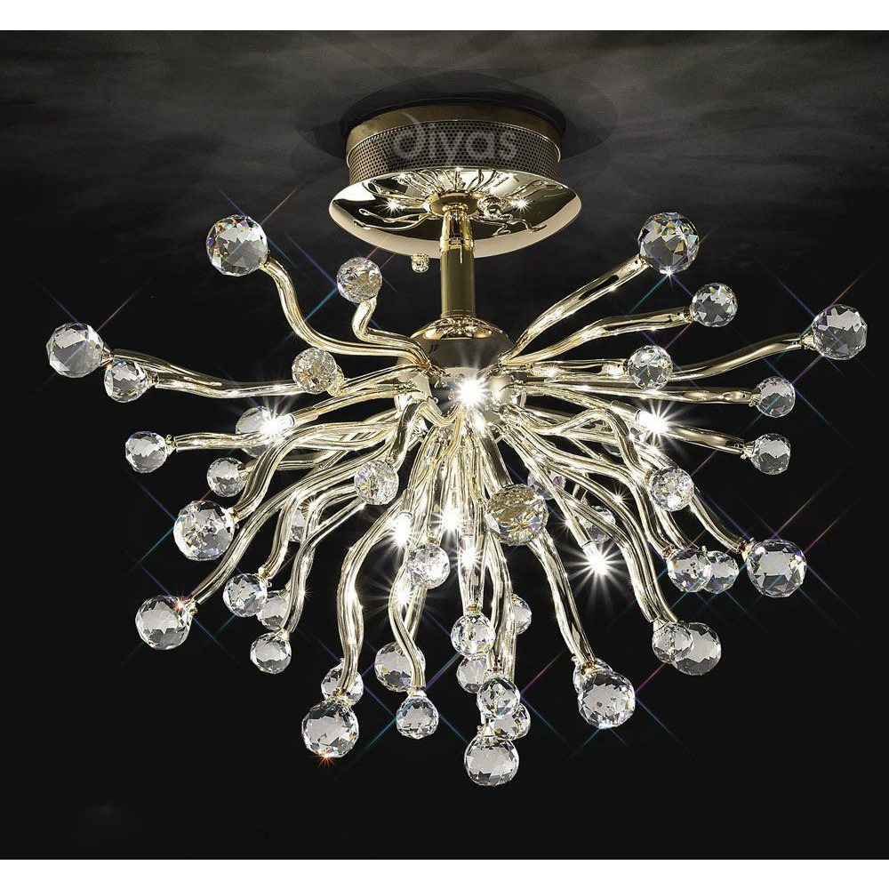 Diyas IL30875 Tizio Gold and Crystal Ceiling Light