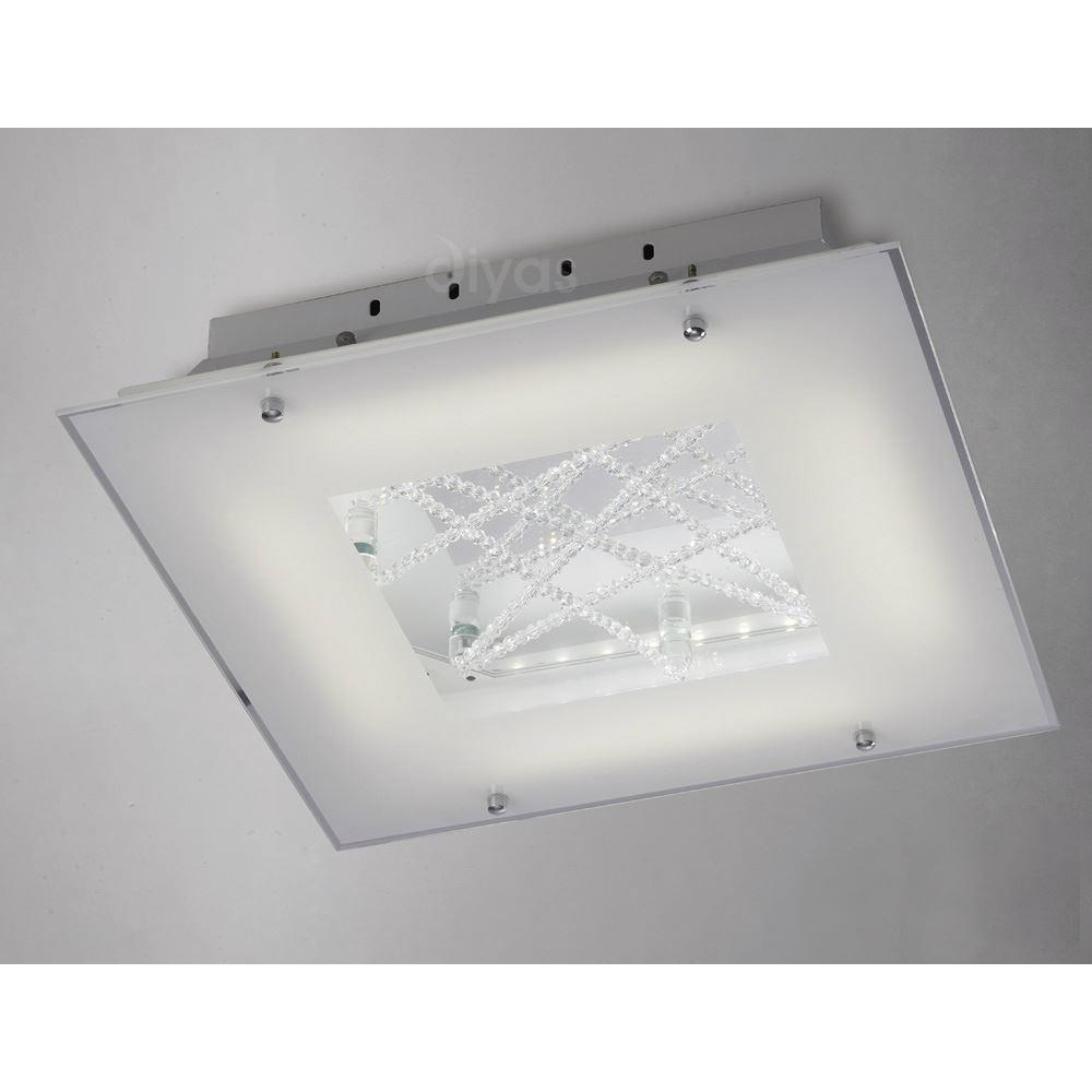 Diyas IL80050 Felix LED Chrome And Frosted Glass Flush Ceiling Light