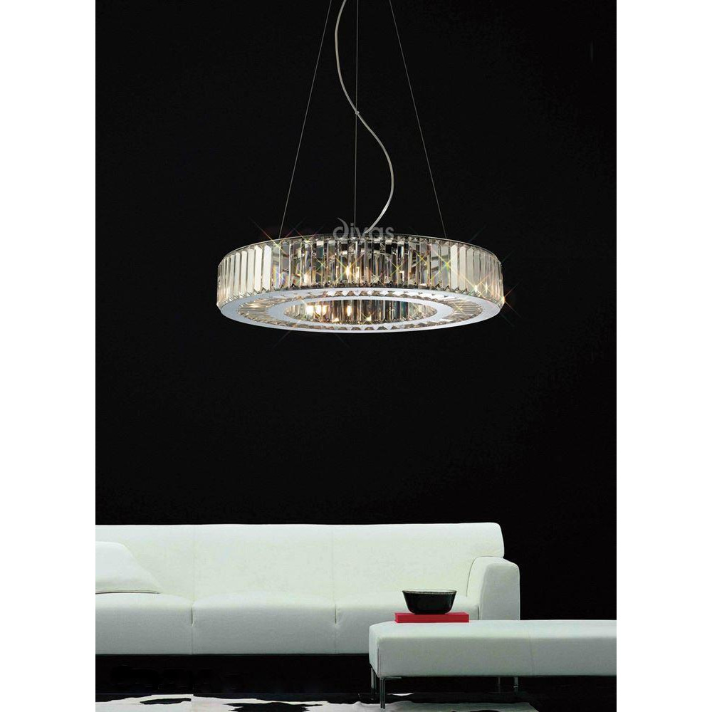 Diyas IL30079 Torre Crystal Ceiling Pendant Light in Polished Chrome Finish