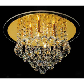 Diyas IL30208 Atla Crystal Flush Ceiling Light in Gold Finish