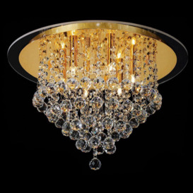 Diyas IL30209 Atla Crystal Flush Ceiling Light in Gold Finish