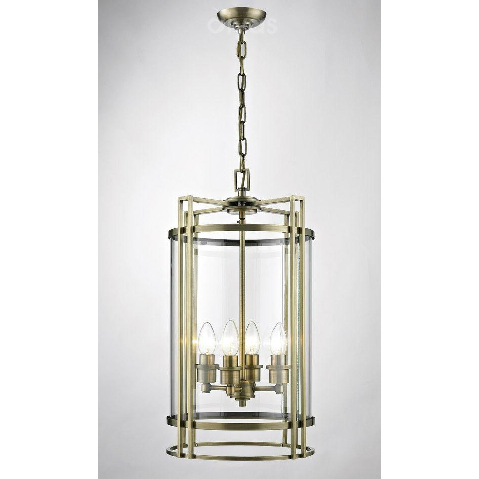 Diyas IL31093 Eaton 4 Light Ceiling Pendant Light in Antique Brass