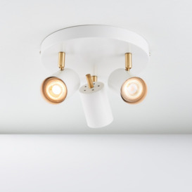 Endon 59932 Gull Matt White and Satin Brushed Brass Triple Ceiling Spotlight