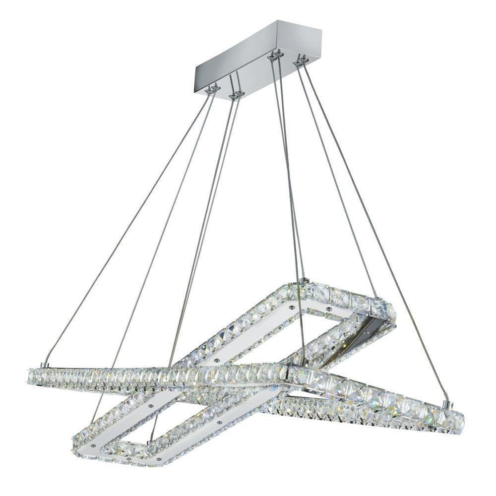 Searchlight 7123CC Crystal Glass LED Ceiling Pendant Light in Chrome