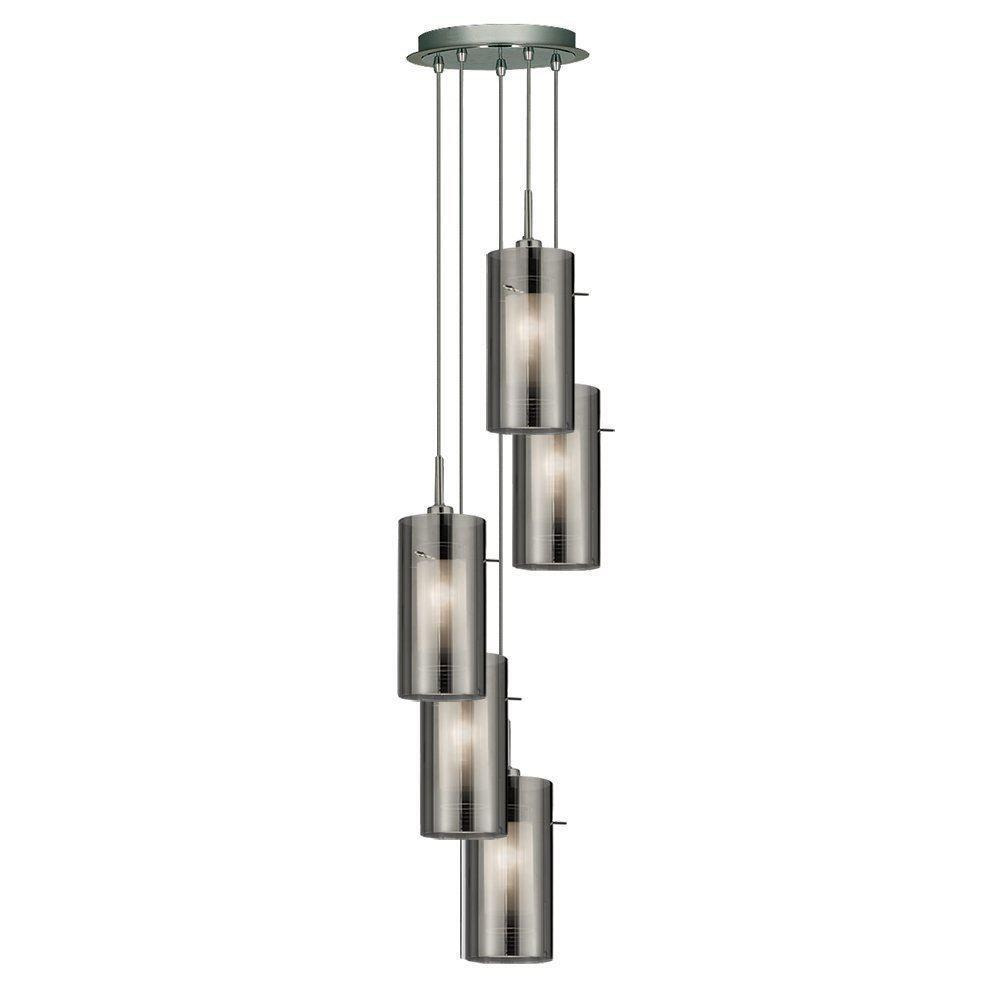 Searchlight 2305-5SM Duo 2 Multi-drop 5 Light Ceiling Pendant with Cylinder Shades