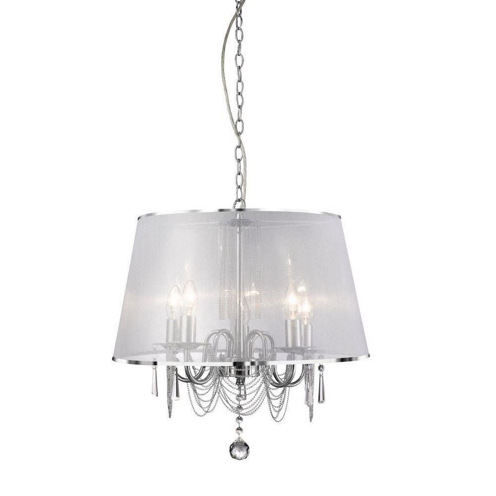 Searchlight 1485-5CC Venetian Ceiling Pendant Light with White Shade