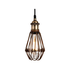 Firstlight Arcade 3446RB Rustic Brown Cage Ceiling Pendant Light