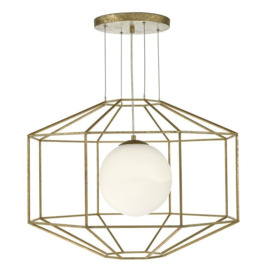 Dar IZM0135 Izmir 1 Light Hexagonal Old Gold Pendant Ceiling Light