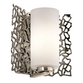 KL-SILVER-CORAL1 Silver Coral 1 Light Wall Light with Glass Shade