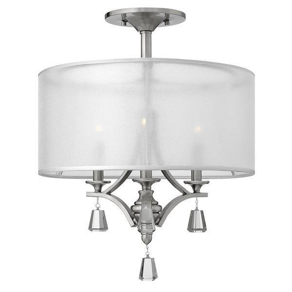 HK/MIME/SF Mime Semi Flush Brushed Nickel Ceiling Pendant with Crystals