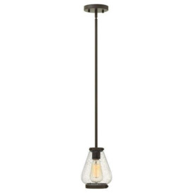 HK/FINLEY/P OZ Finley 1 Light Bronze Mini Pendant with Seeded Glass Shade
