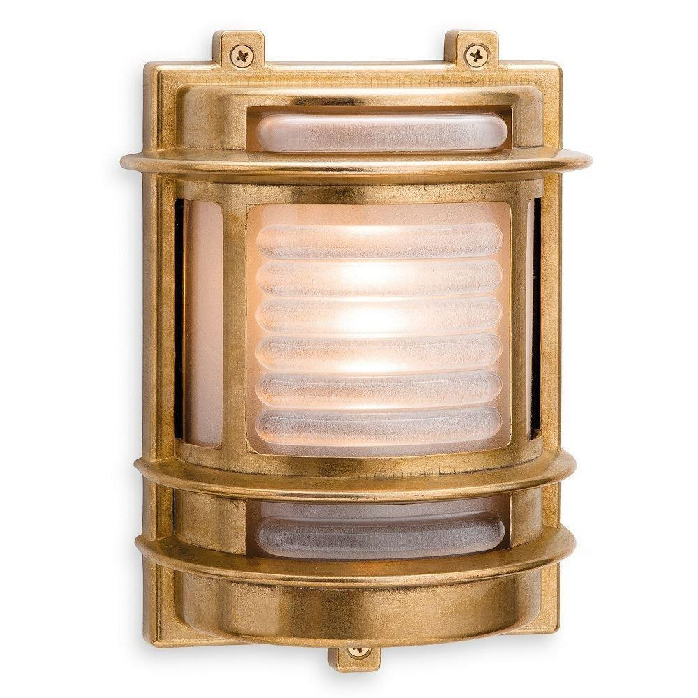 Firstlight 5924BR Nautic Rectangular Wall Light In Brass With Frosted Glass