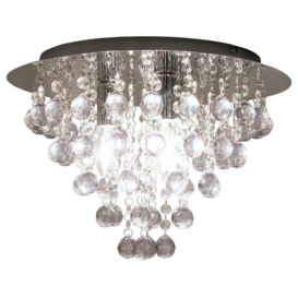 Neptune 3 Light Flush Ceiling Chandelier In Polished Chrome