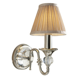 Interiors 1900 63596 Polina Nickel 1 Light Wall Light With Beige Shade In Polished Nickel