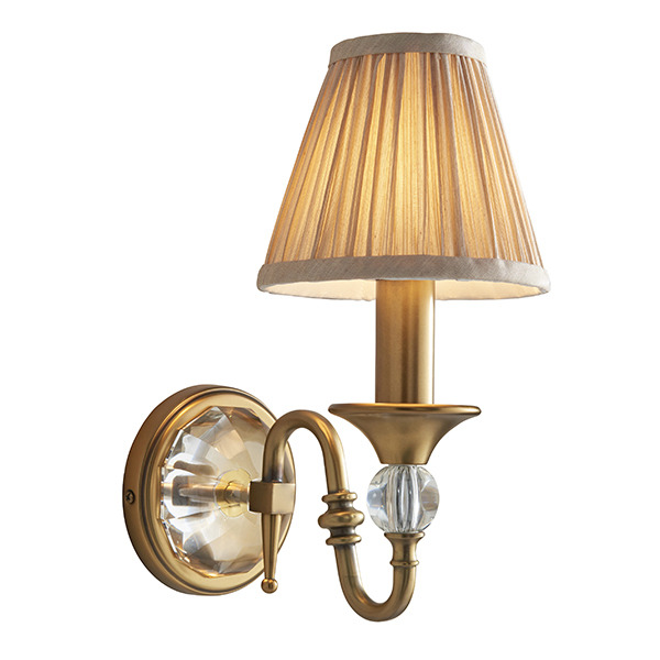Interiors 1900 63598 Polina Antique Brass 1 Light Wall Light With Beige Shade In Brass