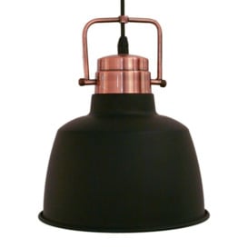 Eglo 49692 Bodmin 1 Light Ceiling Pendant Light in Black With Copper Detail