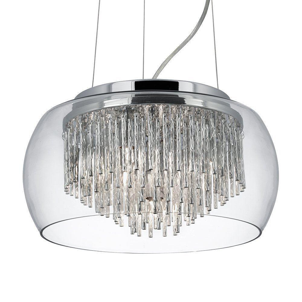 Searchlight 3624-4CC Curva 4 Light Ceiling Pendant Light In Chrome With Clear Glass