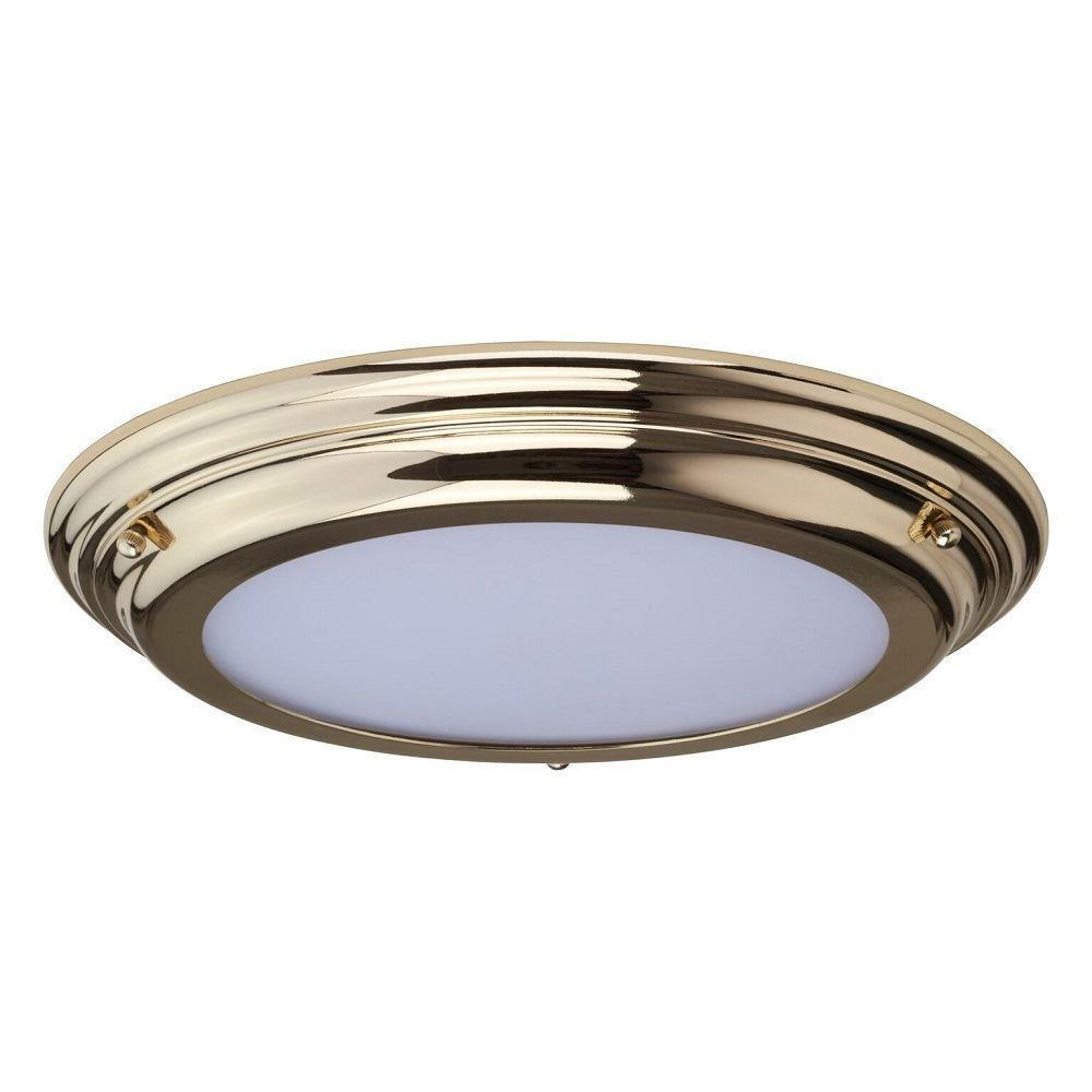 Elstead WELLAND/F PB Welland Medium Bathroom Flush Ceiling Light In Polished Brass