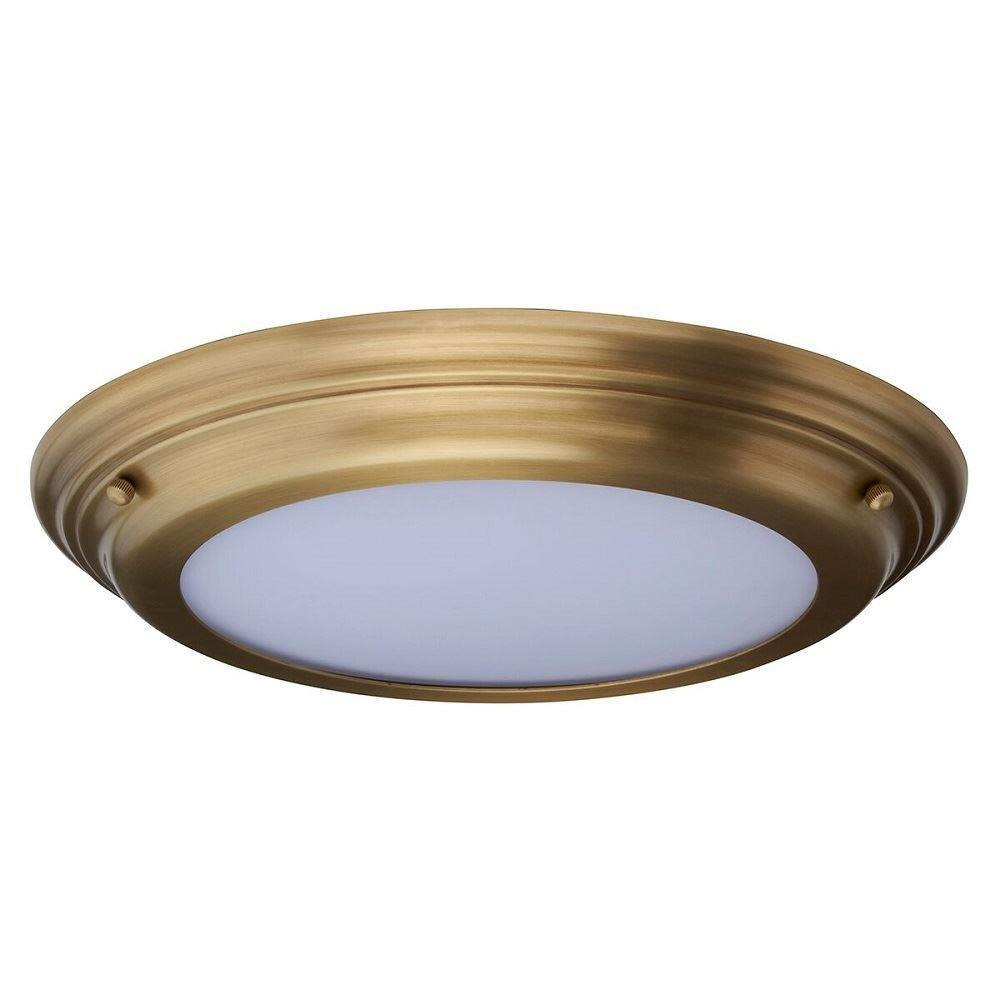 Elstead WELLAND/F AB Welland Medium Bathroom Flush Ceiling Light In Aged Brass