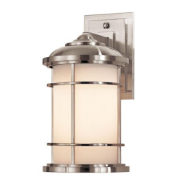 FE/LIGHTHOUSE2/M Lighthouse 1 Light Medium Outdoor Wall Lantern In Brushed Steel - H:352mm
