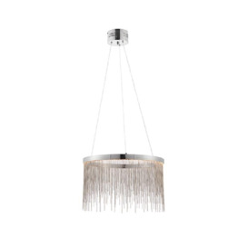 Endon 73768 Zelma One Light LED Ceiling Pendant Light In Chrome Plate And Silver Effect Chain