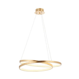 Endon 72479 Scribble Two Light LED Ceiling Pendant Light In Gold Leaf And Frosted Acrylic