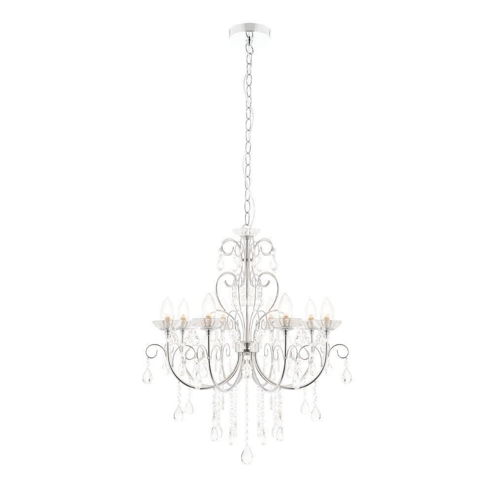 Endon 72561 Tabitha Eight Light Ceiling Pendant Light In Clear Crystal Glass And Chrome Plate